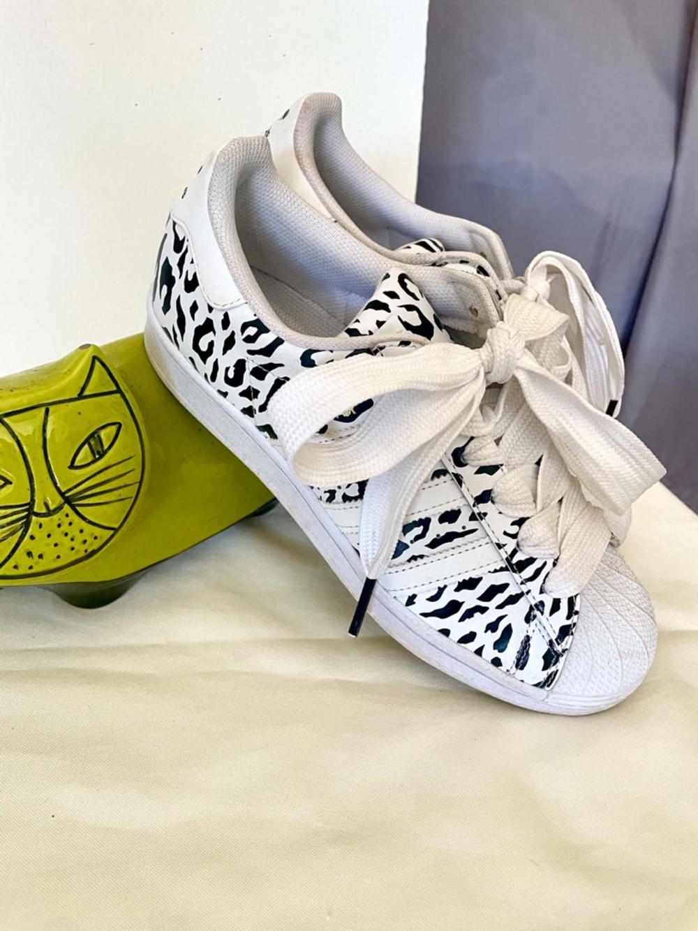 Adidas Superstar Leopard Print Fat Laces Sneakers 8